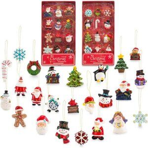 Mini Resin Christmas Ornaments Set of 24 - Rustic Christmas Decorations - Small